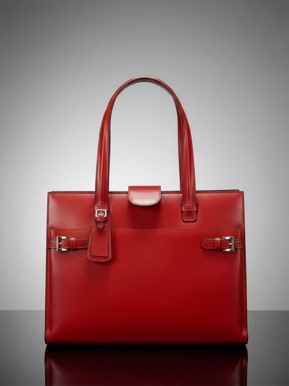 Franklin Covey Red Leather Briefcase Tote